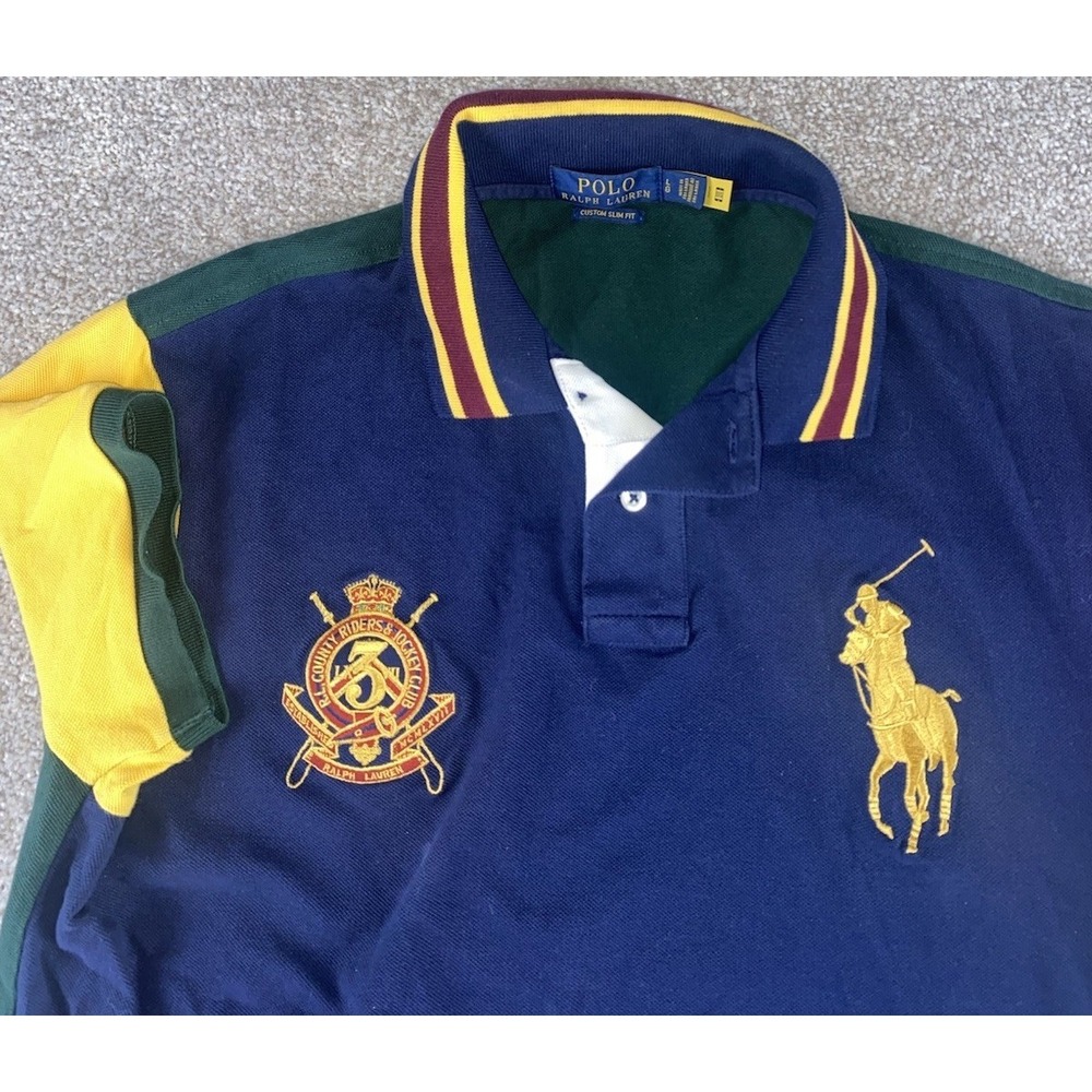 Polo by Ralph‎ Lauren RL County Riders & Jockey Club Mens L Color block Big Pony